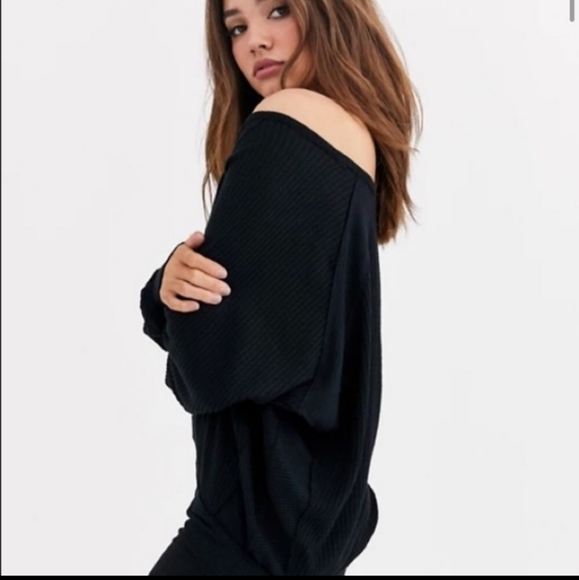 Free people BOHO Santa Clara thermal top black long sleeves size XS 2 4 - Picture 5 of 13